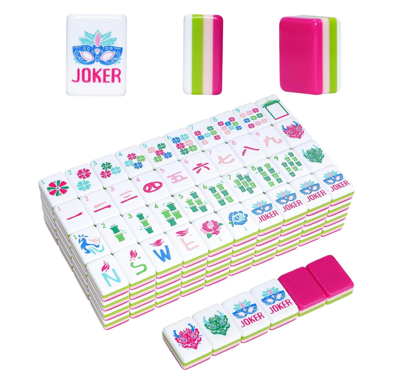 Jongyance American Mahjong Tile Set(4 Layer),160 Acrylic Engraved Mahjong Tiles, Mahjong Tiles Bag and Accessories