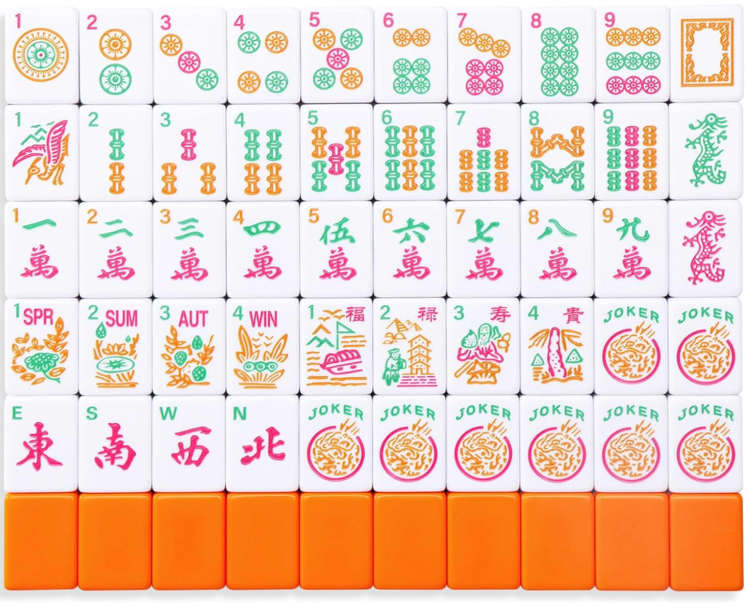 Majolicia 166 American Mahjong Tile Set(Orange 1.2"), Engraved Mahjong Set for Beginner, Mahjongg Tiles Only